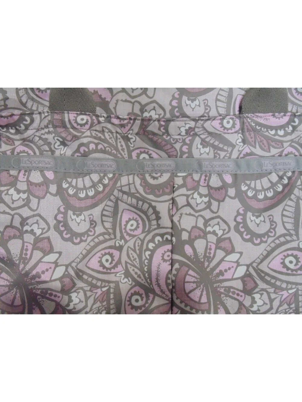 Le Sport Sac Weekender Paisley Pastel Pink Gray Large Duffle Bag Tote New 14x13